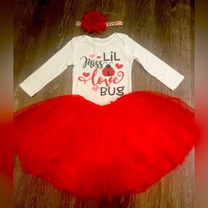 Valentines Day Outfit With Tutu, Shirt (Carter’s), Headband for 12 month old